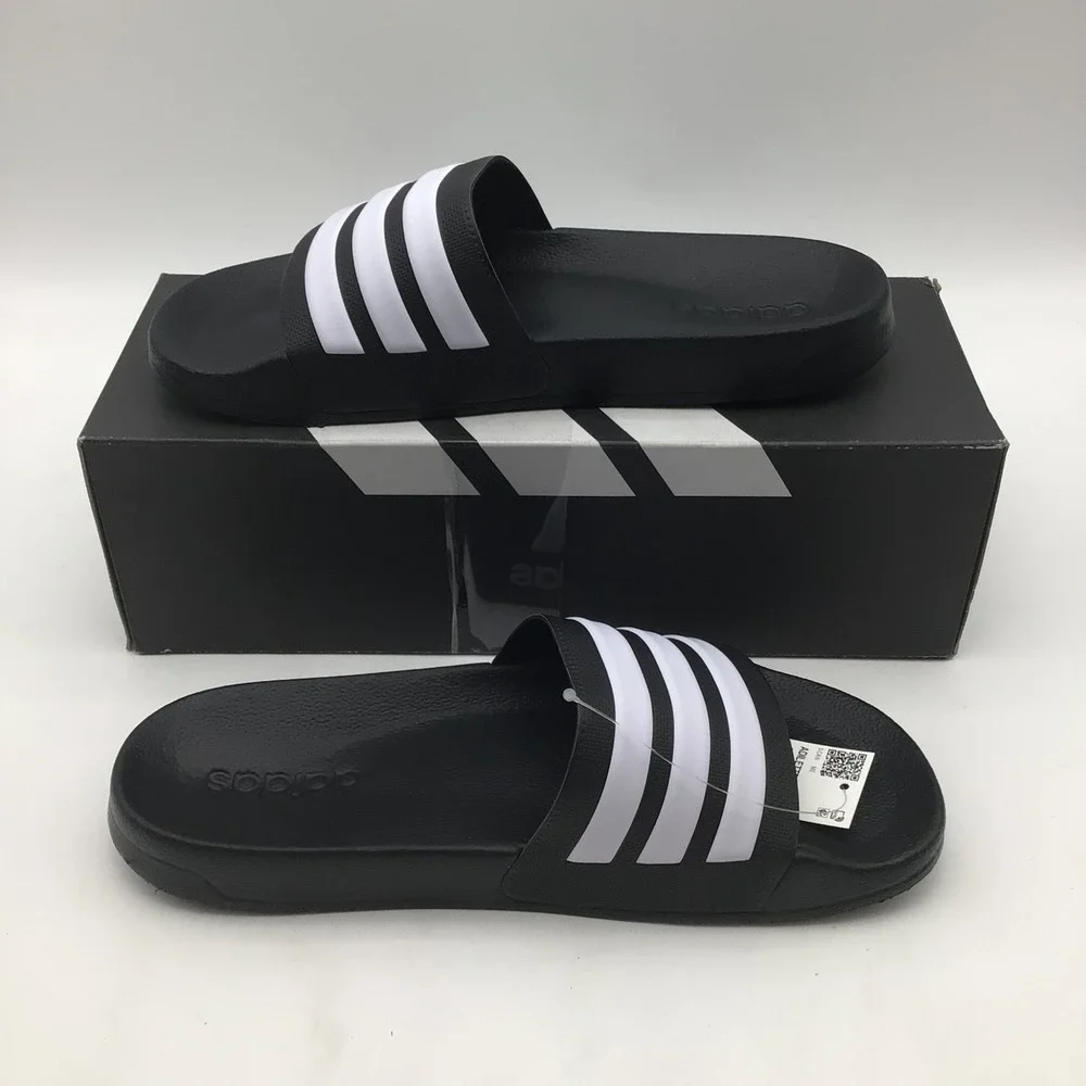 Adidas Adilette Shower Men Black White 3-Stripes Slides GZ5922 Size 10 NEW